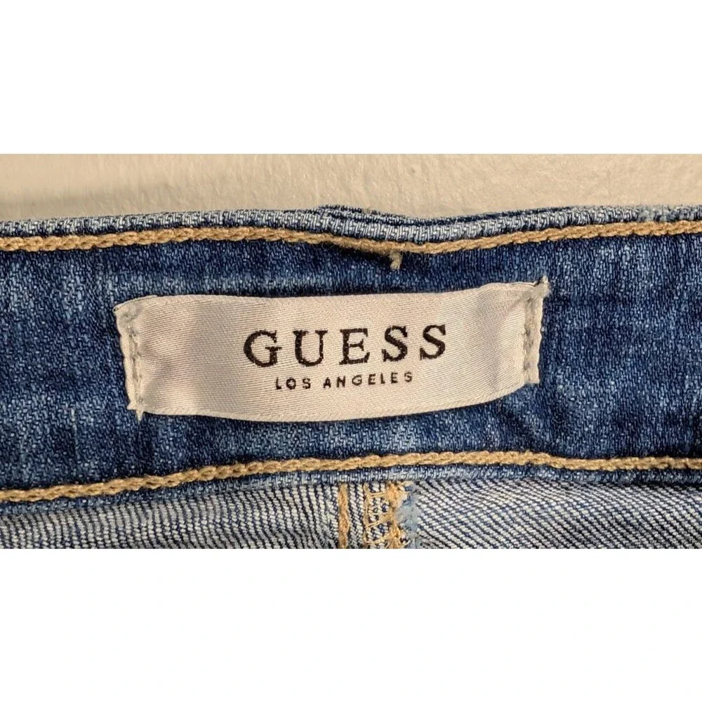 GUESS Distressed Raw Hem Blue Jean Shorts Size 28